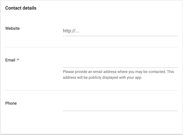store listing contact details