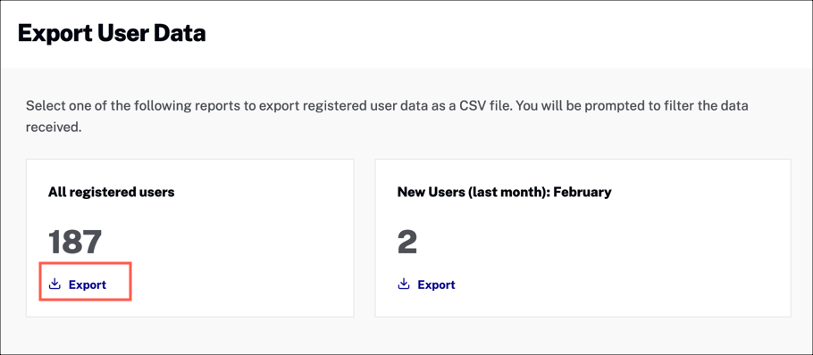 Export user data
