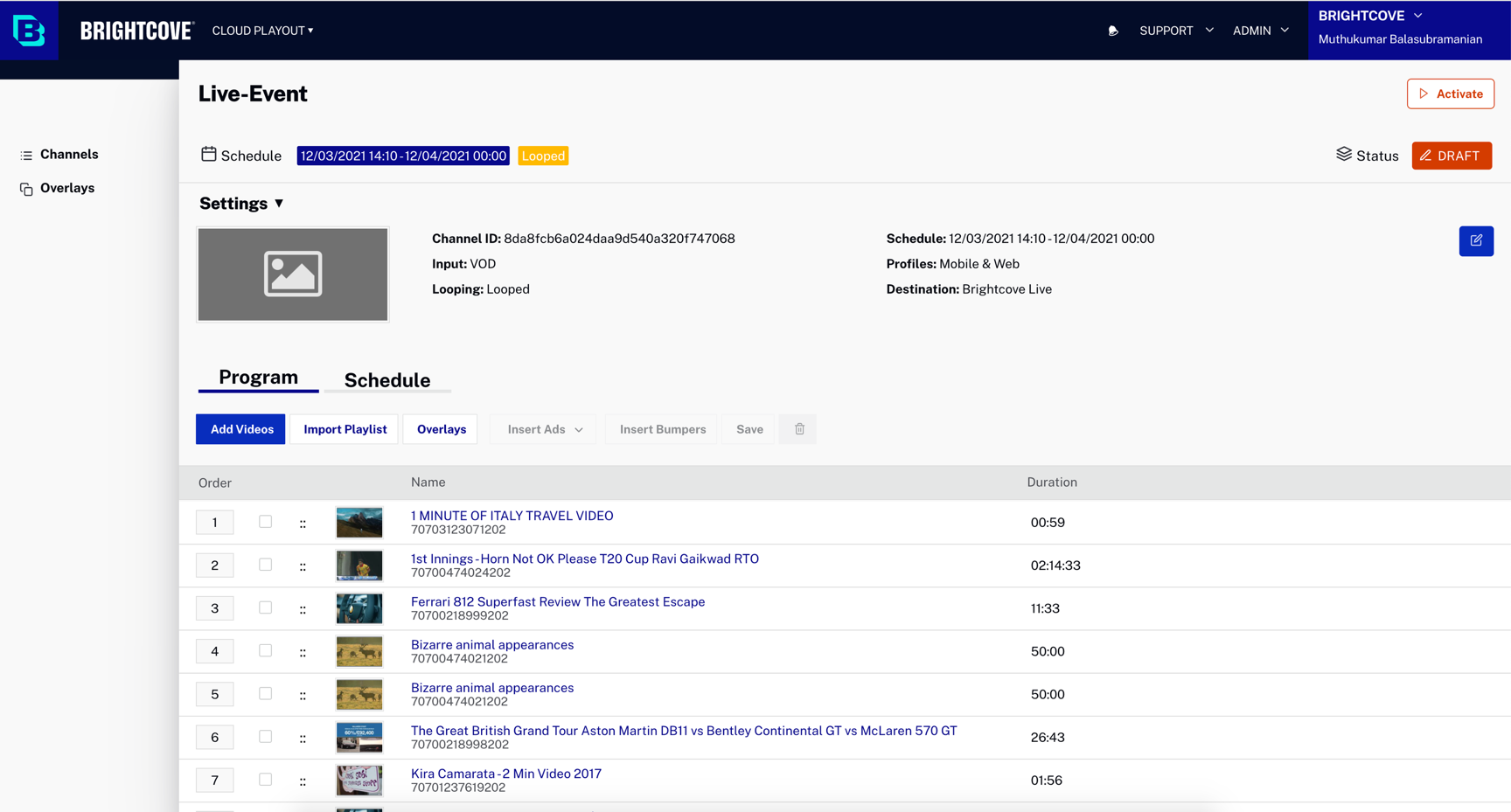 Program View in Draft State