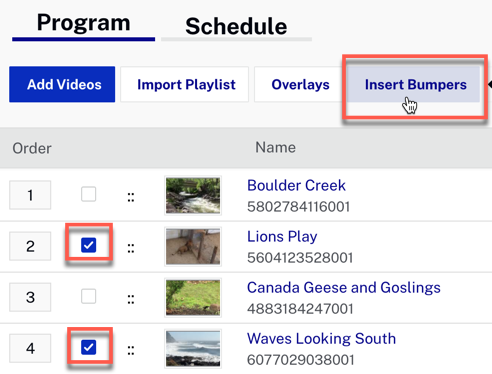 Select Videos for Bumper