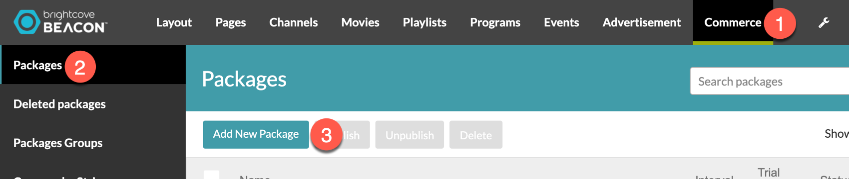 get to add new package button